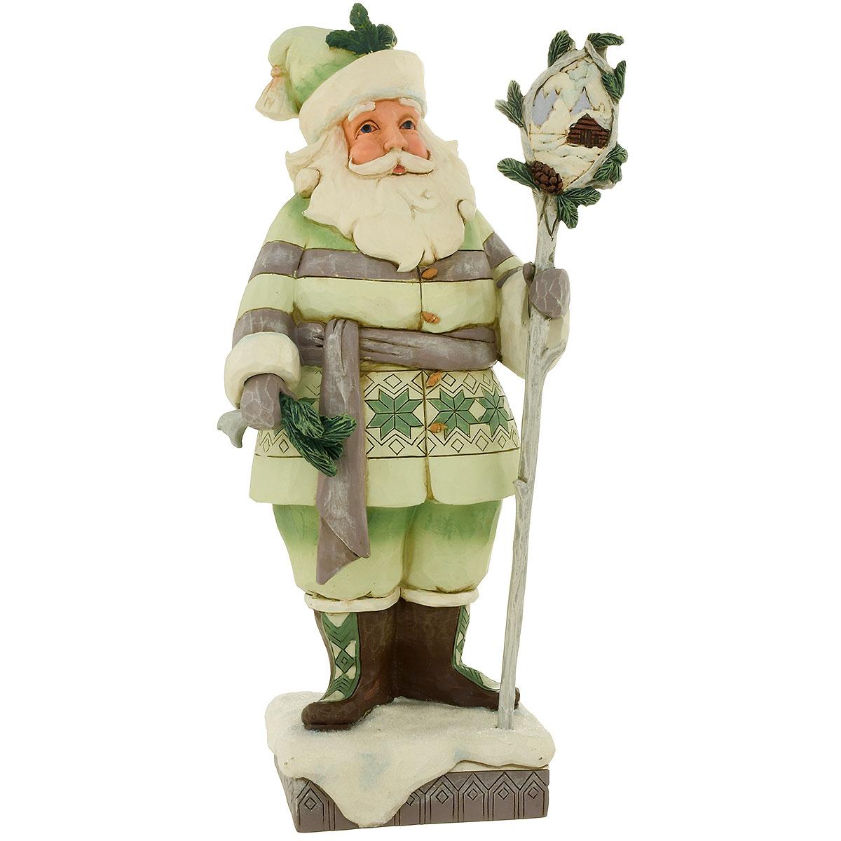 Jim Shore White Woodland Santa With Staff Figure