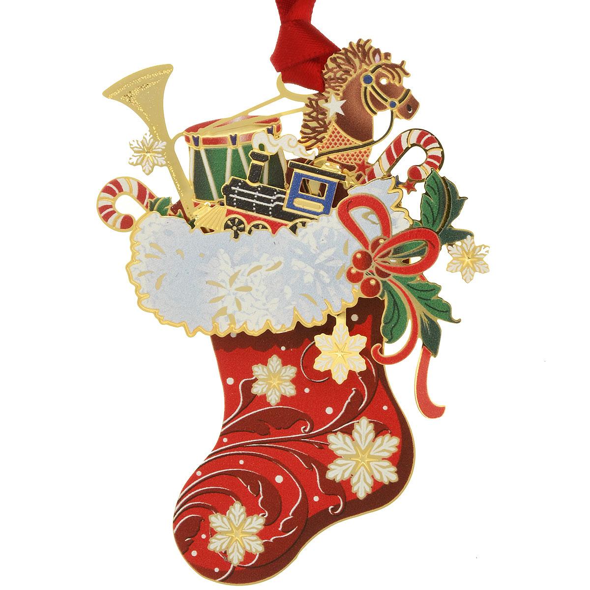 Classic Christmas Stocking Brass Ornament